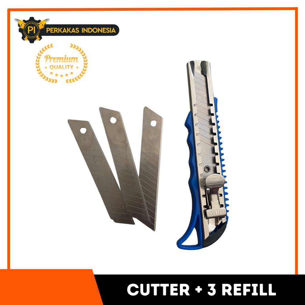 

Cutter Knife SET 2PCS FREE Blade Pisau Potong Serbaguna Cuter Alat Pemotong Kertas PVC Kardus Bonus Refiil Isi Ulang 2 Pcs