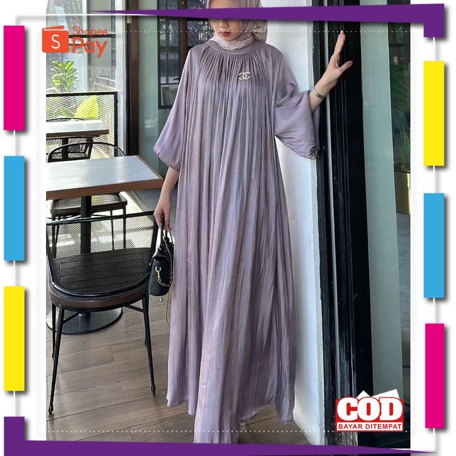 KAIN LEMBUT HALUS ADEM TEBAL / Dress jumbo ld 140 // Rayyanza Dress // gamis lengan balon // baju le