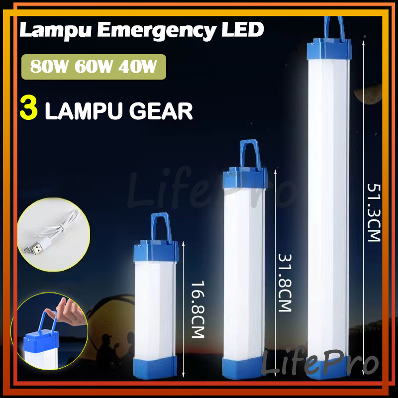 Lampu Neon Led Panjang Usb Bolam / Terang 30W 60W 80W Lamp Darurat / Lampu Emergency LED Lampu Belaj