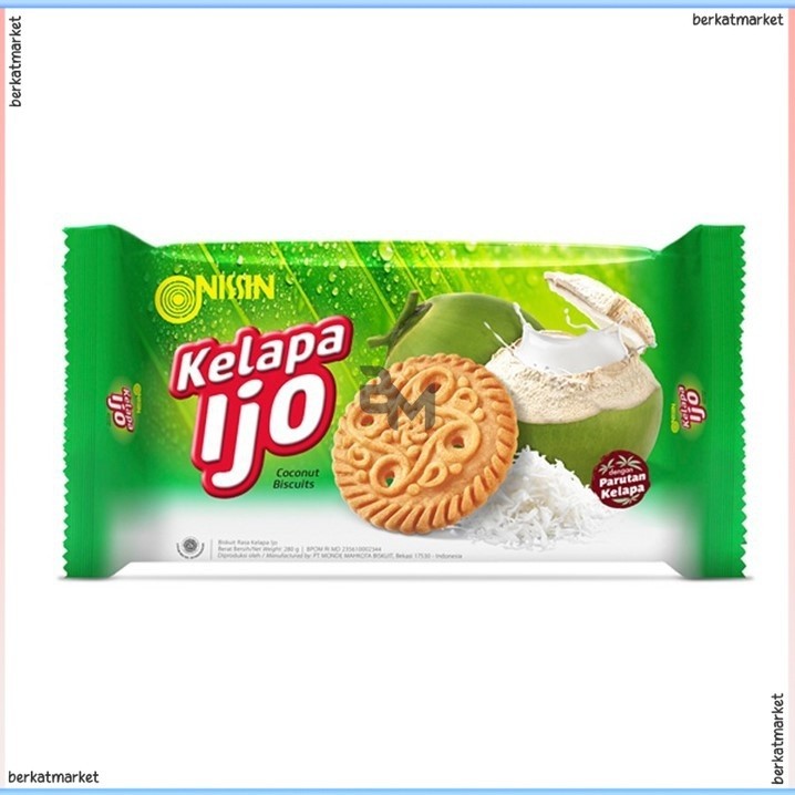 

COCONUT BISCUITS NISSIN KELAPA IJO 280GR HEALTHY BISCUITS VEGAN FOOD BISKUIT RASA KELAPA