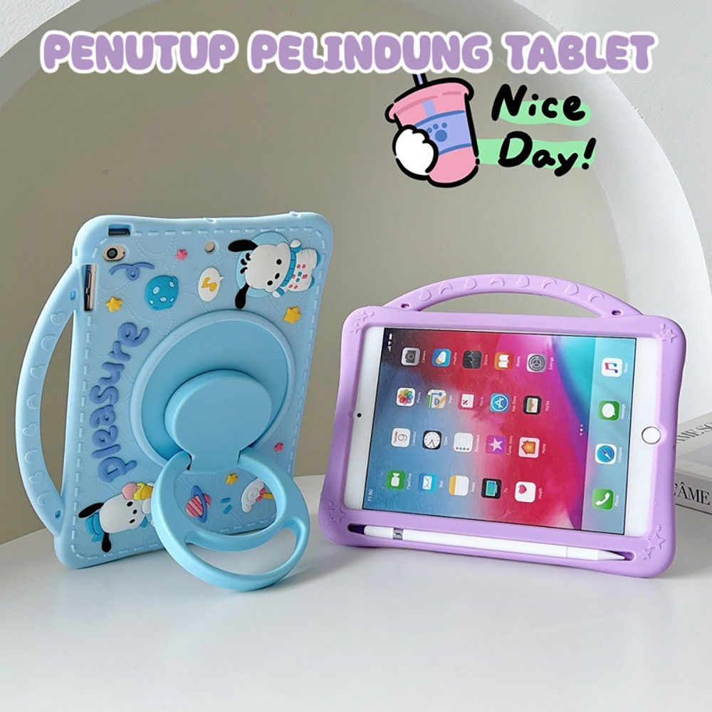 Kotak perlindungan IPad 10.2 inci dengan rotasi 360 derajat, Pro 11 inci mini6, kartun silikon Apple