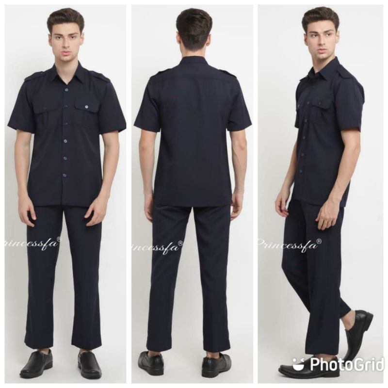 Baju Safari Hitam Pria – Kualitas Premium, Jahitan Rapi seragam dinas lengan pendek panjang seragam 