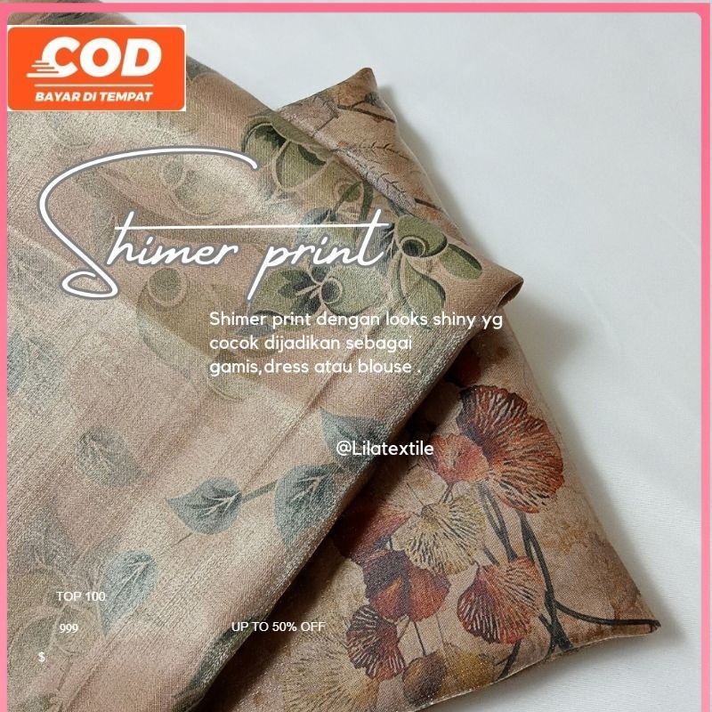 KAIN SHIMER PRINT cocok untuk gamis dan mukena ( HARGA PER 0,5 METER )