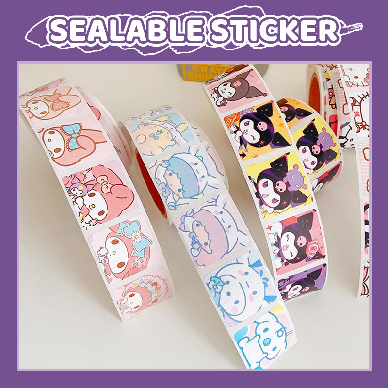 

✨COD Stiker gulung kartun lucu stiker penyegel bentuk persegi dekoratif kreatif-GS