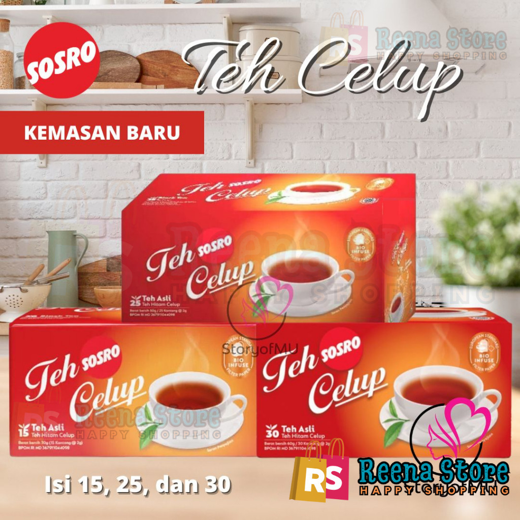 

TEH SOSRO Teh Hitam Celup Isi 15 25 30 Tea Bags - Teh Berkualitas - Reena Store