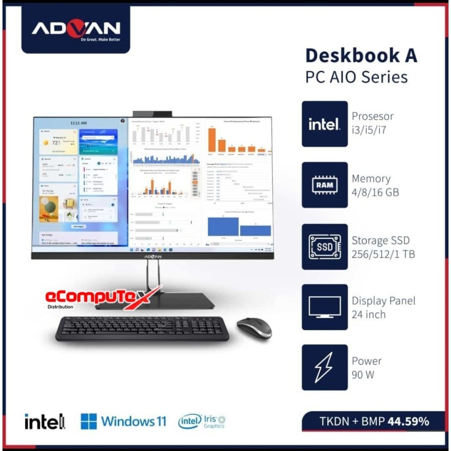 PC AIO Advan Deskbook Core i7-85S - i7-1255U 8GB 512GB - TKDN RESMI