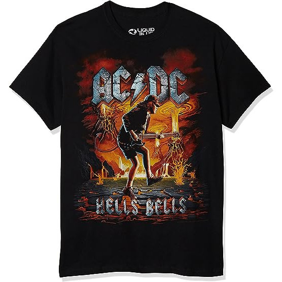 Kaos Liquid Blue AC DC Rock Eruption Short Sleeve T-Shirt