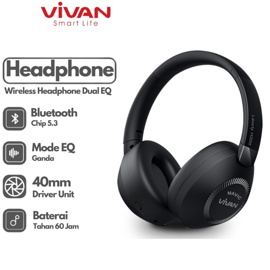 HEADPHONE VIVAN LIBERTY H200 | Headphone Bluetooth Vivan Liberty H200 Kapasitas 450mAh