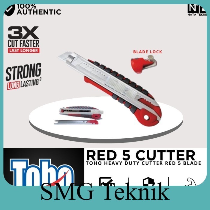 

Terbaik Pisau Cutter PREMIUM Toho Red 5 Blades (Isi 5 pcs Cutter) DCS543