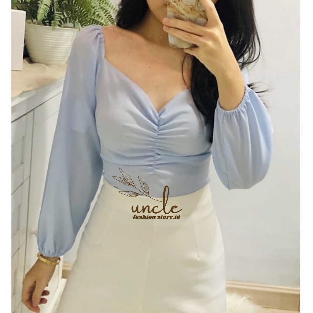 LOLA Baju Sabrina Baju Atasan Sabrina Cod Terlaris Bigsize Irise Kerut/Serut Lengan Panjang/Pendek/B