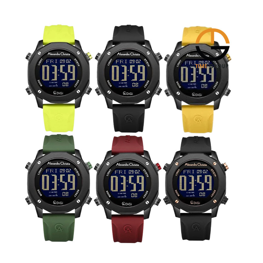 JAM TANGAN PRIA ALEXANDRE CHRISTIE AC9377 AC 9377 MHR DIGITAL RUBBER STRAP ORIGINAL