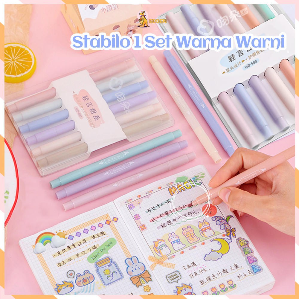 

Edden 6PCS HIGHLIGHTER/ Stabilo 2 Sisi /Stabilo Set