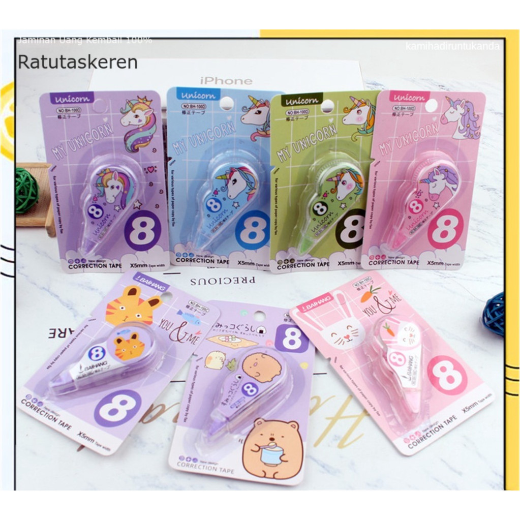 

Correction Zamzam Tape 8 Meter Students Stationary School Supplies Multiple Color 8M Karakter Lucu Unicorn Penghapus Pena Roll Kertas Mini Keren