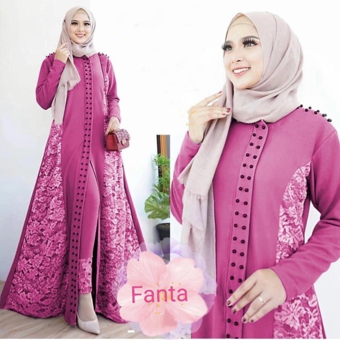 SETELAN ANNA FANTA TUNIK SET CELANA PANJANG BAJU BRUKAT MEWAH MURAH AT