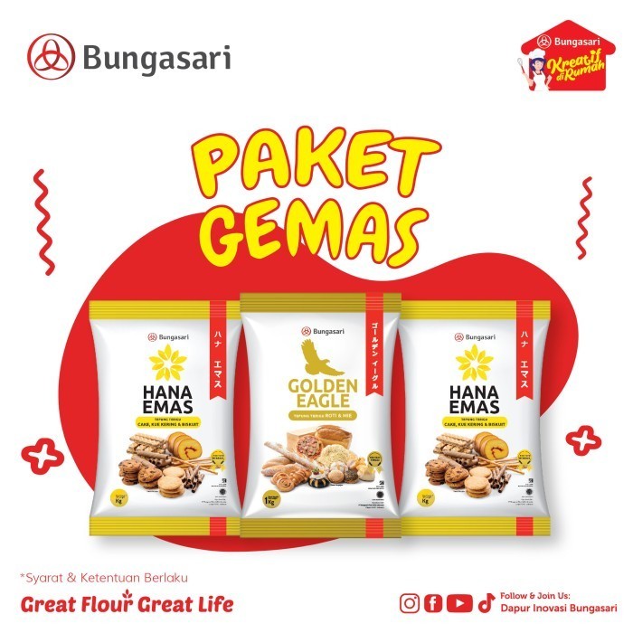 

[Premium] BUY Bungasari 2pcs Hana Emas Tepung 1kg + 1pcs Golden Eagle Tepung 1kg
