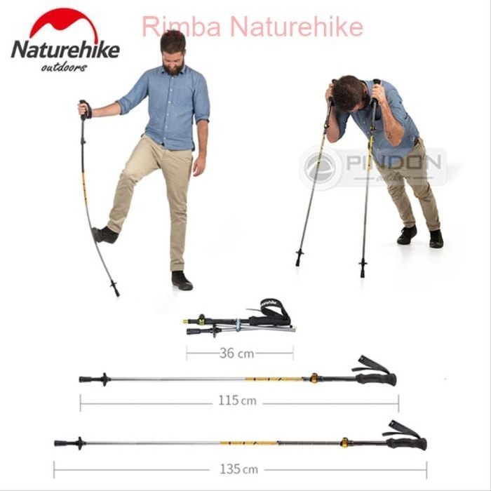 TREKKING POLE LIPAT CARBON FIBER NATUREHIKE NH17D005-D -Tongkat Gunung