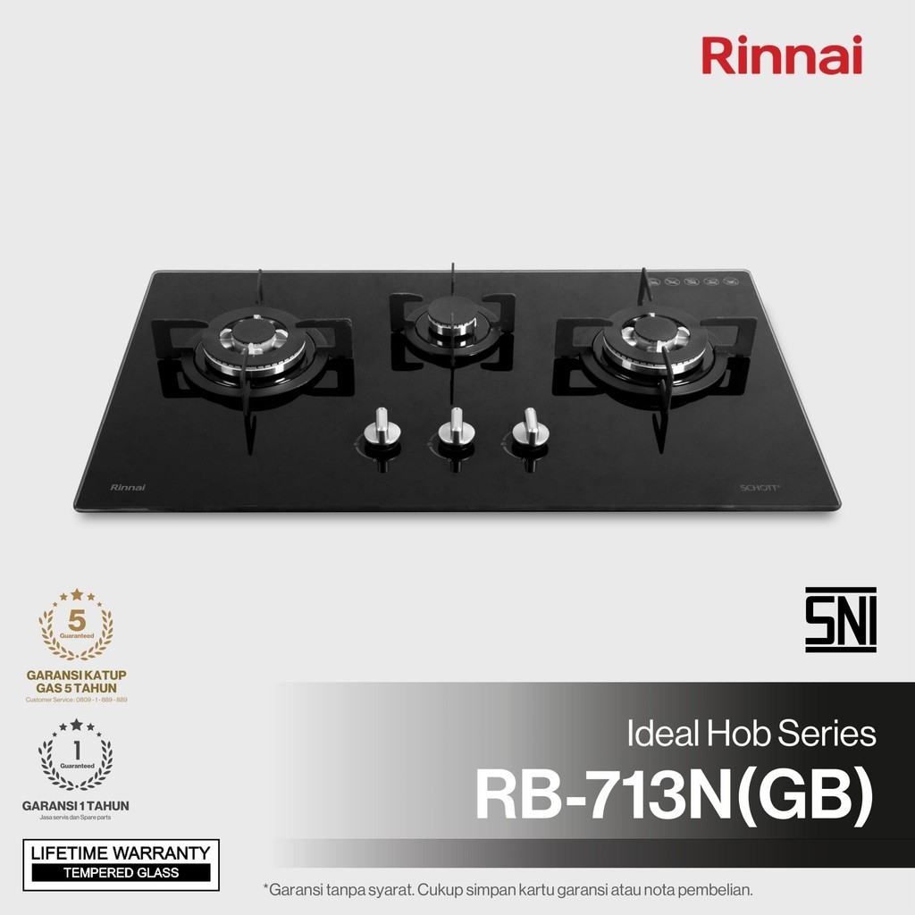 Rinnai 3 Tungku Kompor Tanam RB713N(GB)