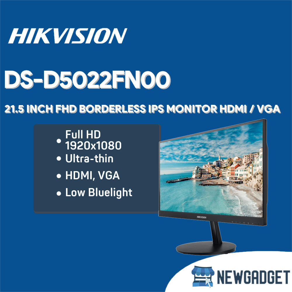 HIKVISION DS-D5022FN00 21.5 INCH FHD BORDERLESS IPS MONITOR HDMI / VGA