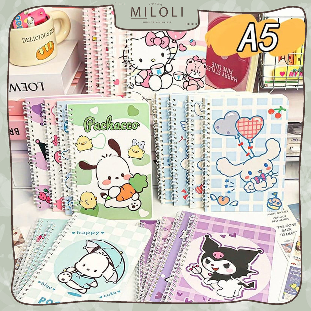

[MILOLI] 1Pcs BUKU TULIS A5 SANRIO Spiral Random Cute Cartoon Notebook Buku Tulis A5 Buku Catatan Garis - E0057