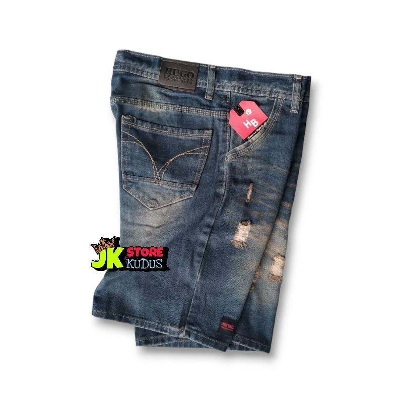 CELANA JEANS PENDEK SOBEK SLETING HUGO WARNA RETRO CELANA PRIA