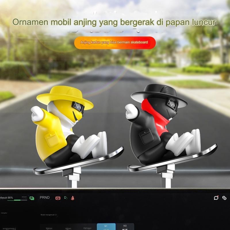 Dekorasi Skateboard Mobil Anjing Keren Dekorasi Layar Suspensi Aksesori Mobil Ornamen Hiasan Geser K