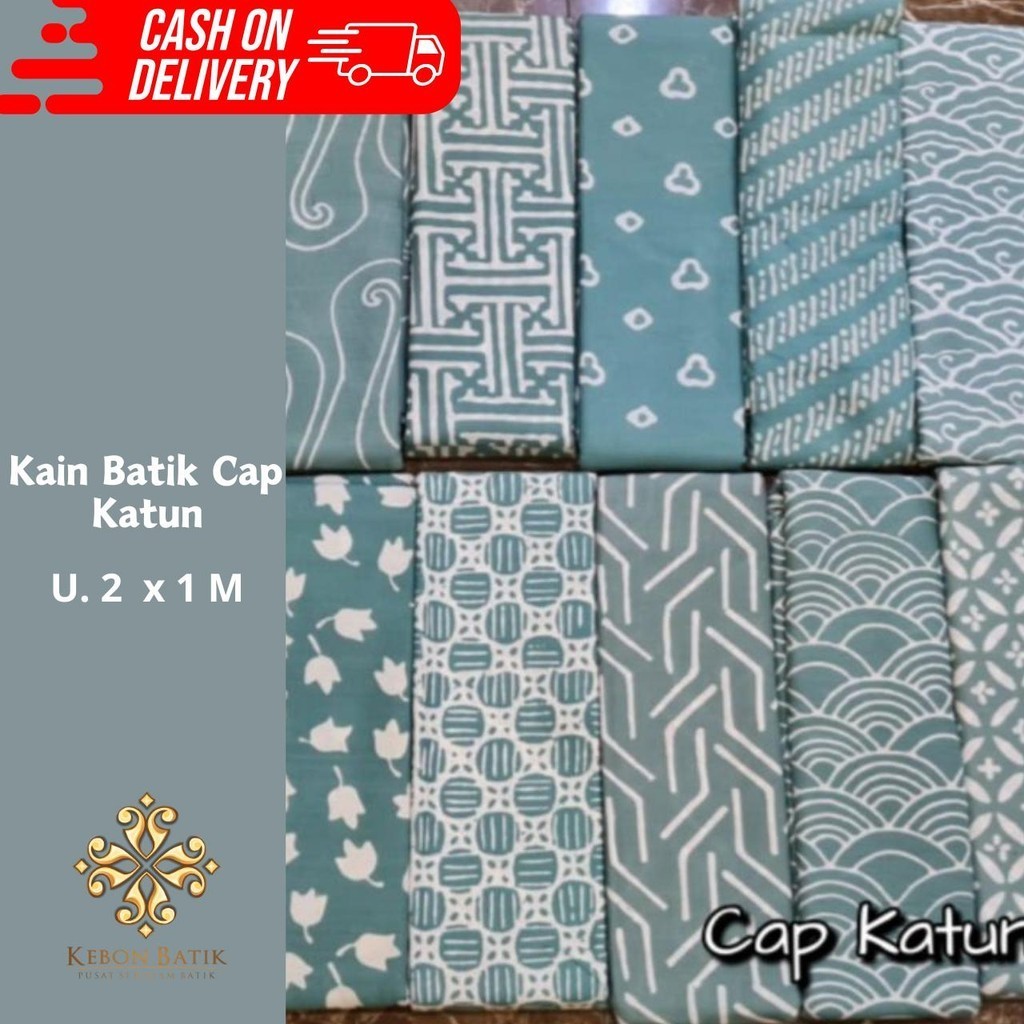 Kain Batik Cap solo warna Hijau tosca Bahan Katun 2406060002