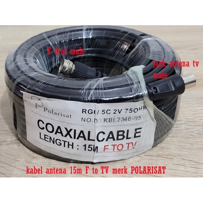 LG09 polarisat 15m Kabel Antena jack tv + F drat Antenna Coaxial 5C RG6