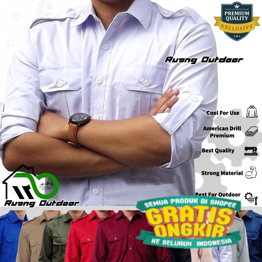 Baju Kemeja PDL PDH Lapangan Lengan Panjang - Pakaian Atasan Seragam Pria Wanita Premium Kerja Kanto