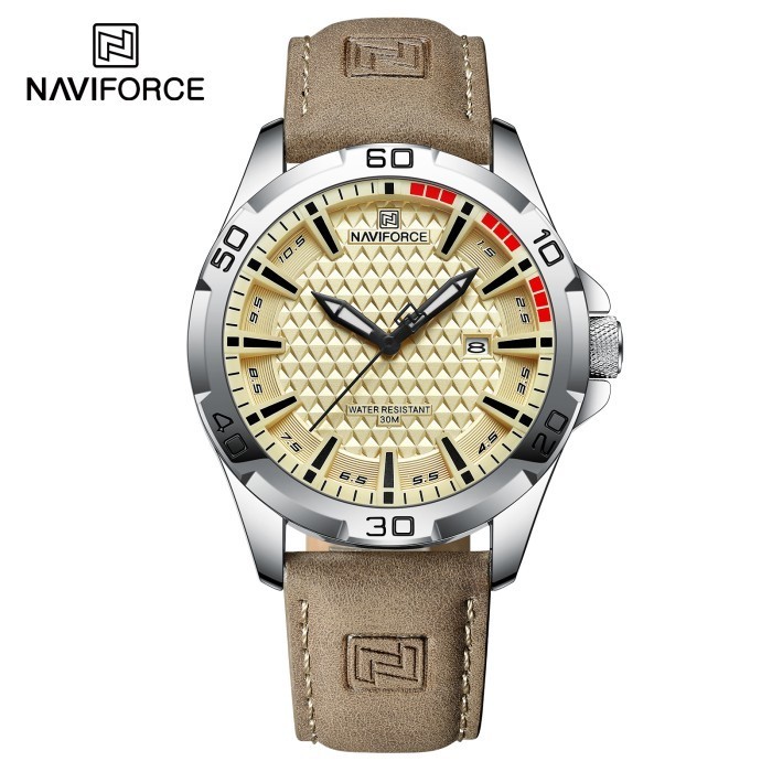 Jam Tangan Pria Naviforce NF-8023 Analog Strap Kulit
