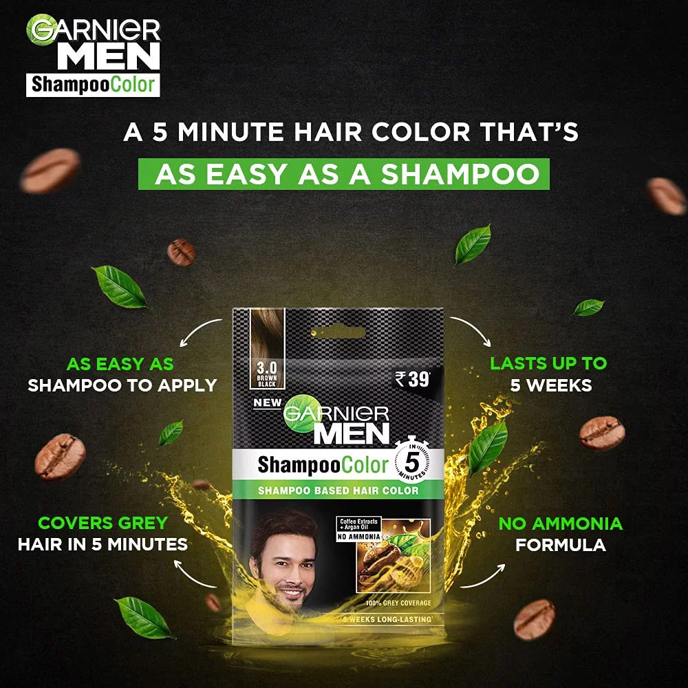 GARNIER MEN SHAMPOO HAIR COLOR 1 SACHET PEWARNA RAMBUT PRIA