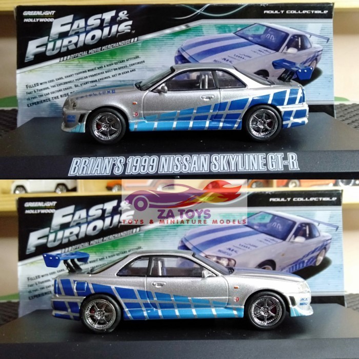 PTS99 Diecast Nissan Skyline GTR R34 Brian's Fast Furious Greenlight 1:43