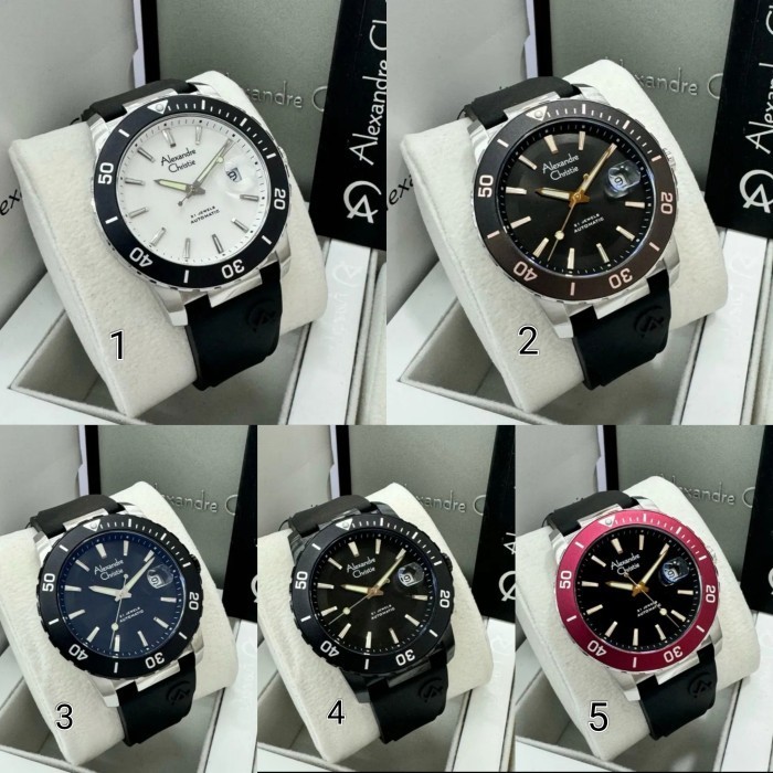 Alexandre Christie 6141 AC6141 AC 6141Automatis Jam Tangan Pria Strap Rubber