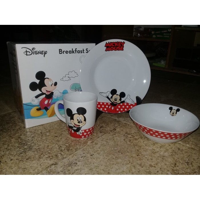 ✨LARIS✨ -Mickey Mouse Alat Makan Set (Piring+Mangkuk+Gelas) motif Micky Mouse