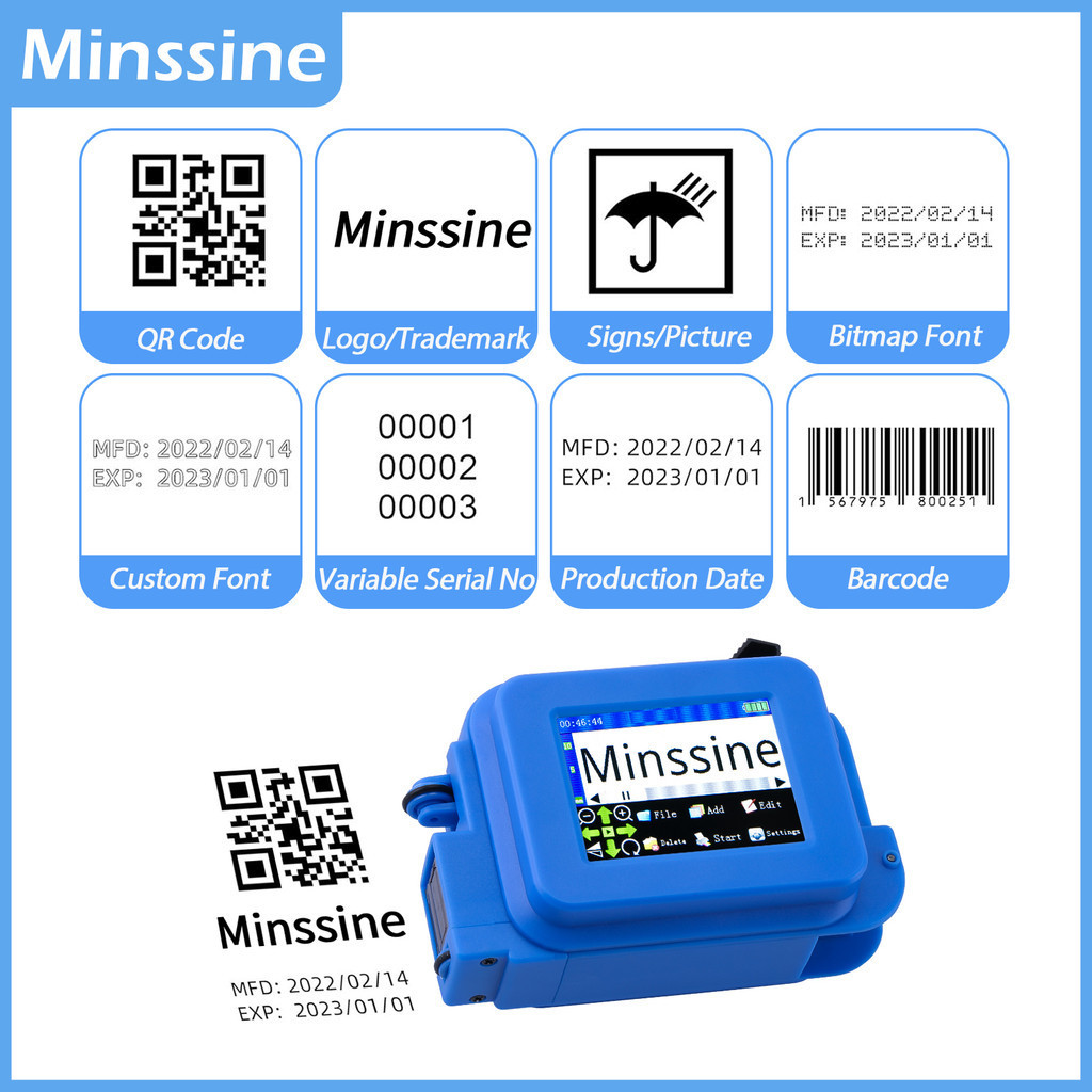 

12.7mm Nozzle Mini Handheld Inkjet Printer QR Barcode Batch Date Number Logo Expiry Date Cong Machine Non-encrypted Portable