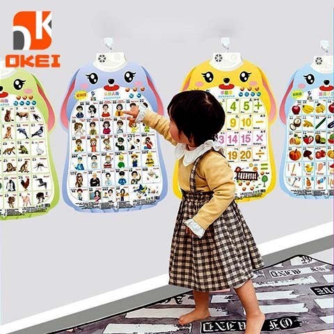 【OKEI】Poster Suara Bahasa Inggris Edukasi Anak  Mandarin Inggris Angka Abjad Abc Buah Warna