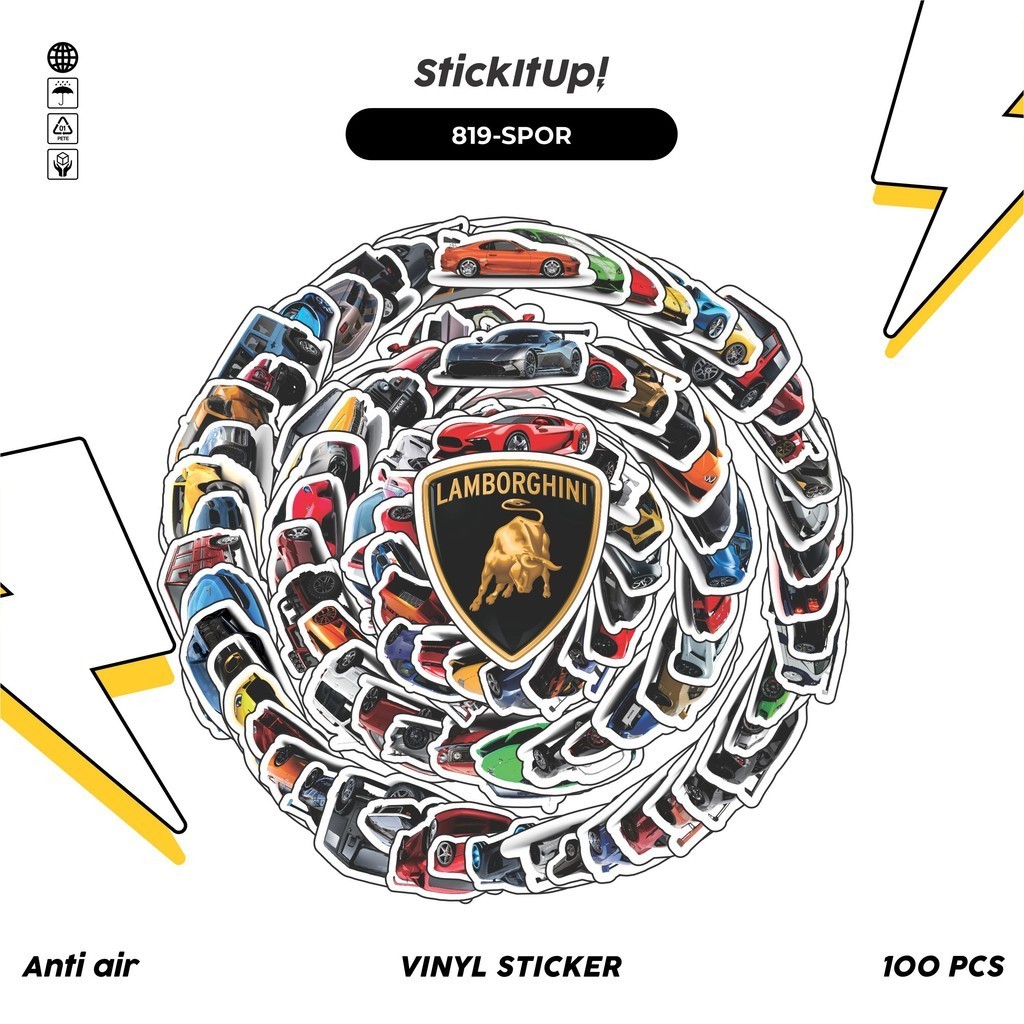 

COD✨ 100 Pcs Stiker Pack Mobil Balap/Sport Car Lucu Aesthetic Vynil Waterproof untuk Freebies Sticker Buku Journal Casing HP Laptop