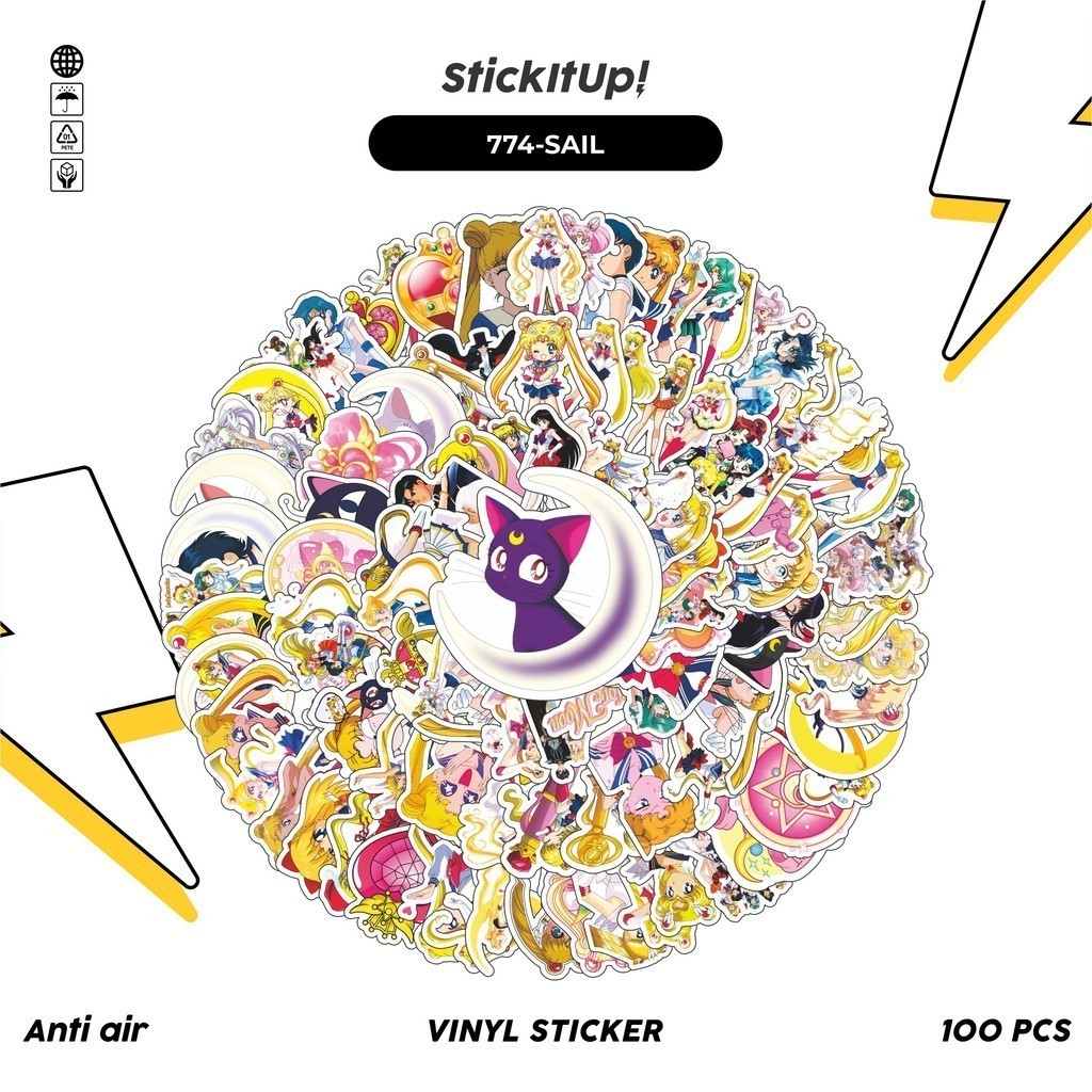 

COD✨ 100 Pcs Stiker Sailor Moon V2 Lucu Anti Air Untuk Dekorasi Notebook Sepeda Skateboard Handphone DIY