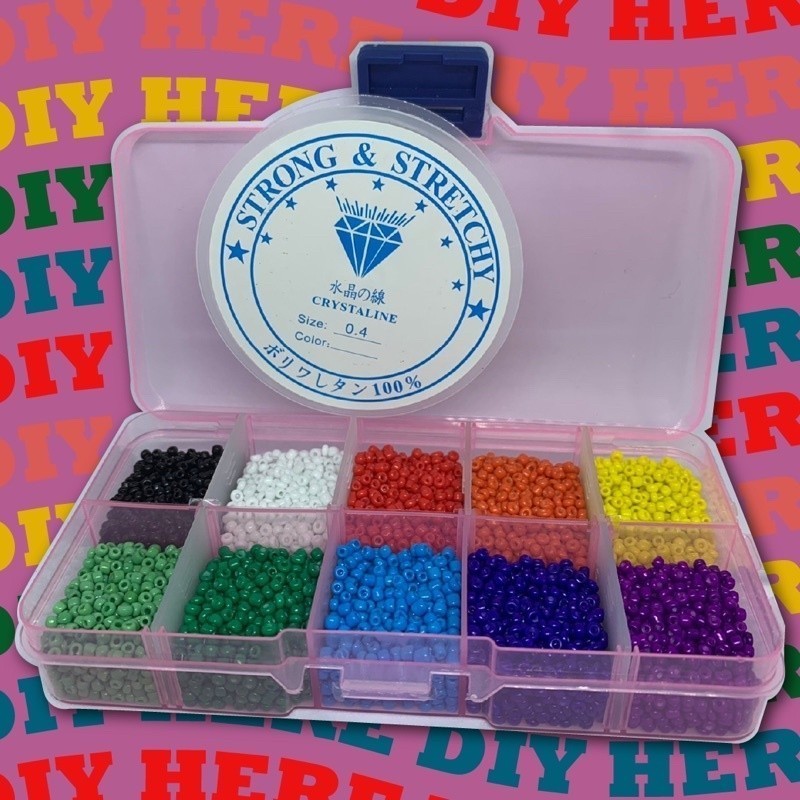 

MANIK KIT BOX DAN SENAR, mote pasir diy paket set starter pack kit diy, payet beads 11/0 2 mm, box kotak tempat manik, senar elastis 0,4 atau 0,5 mm, bead bahan kerajinan tangan kalung gelang cincin paket usaha kecil BAYAR DI TEMPAT Manik Mote Import