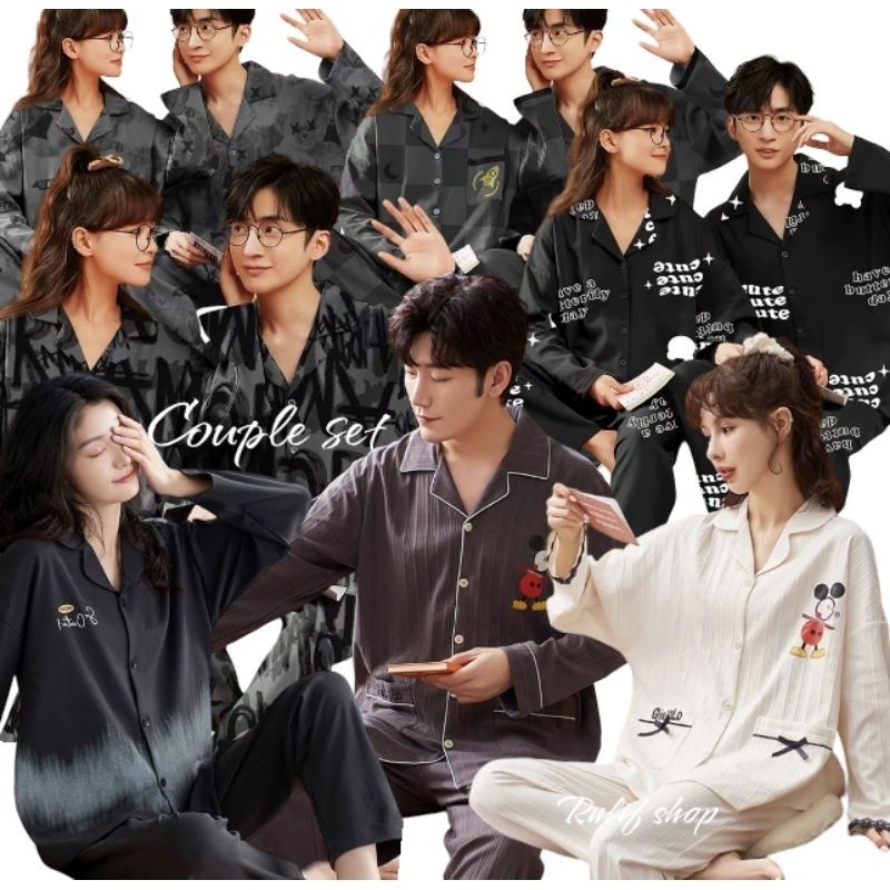 SETELAN PIYAMA SET BAJU TIDUR COUPLE FAMILY SET KELUARGA SEKELUARGA IMPORT PP PASANGAN SUAMI ISTRI L