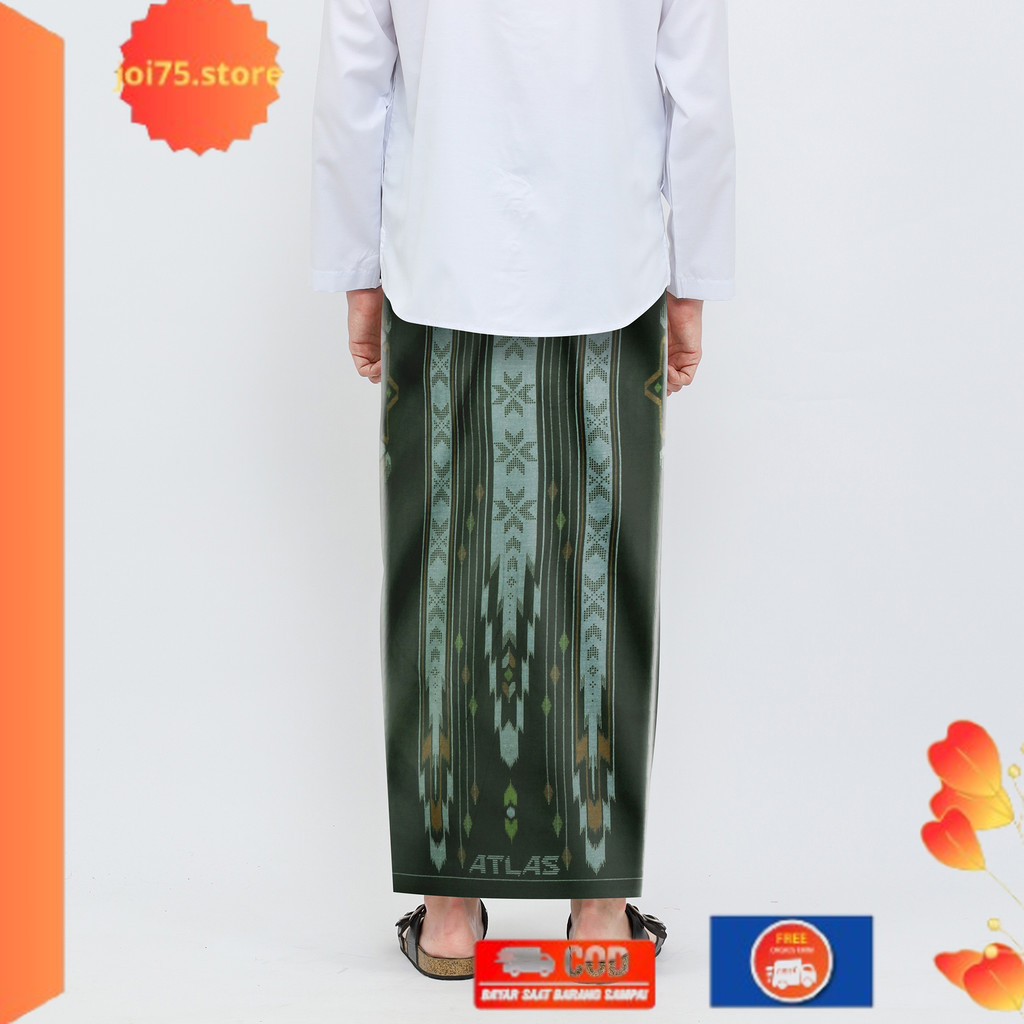 Terlaris ✨ -Sarung ATLAS Idaman 555 Kembang Motif BHS SGE Hijau Olive 02