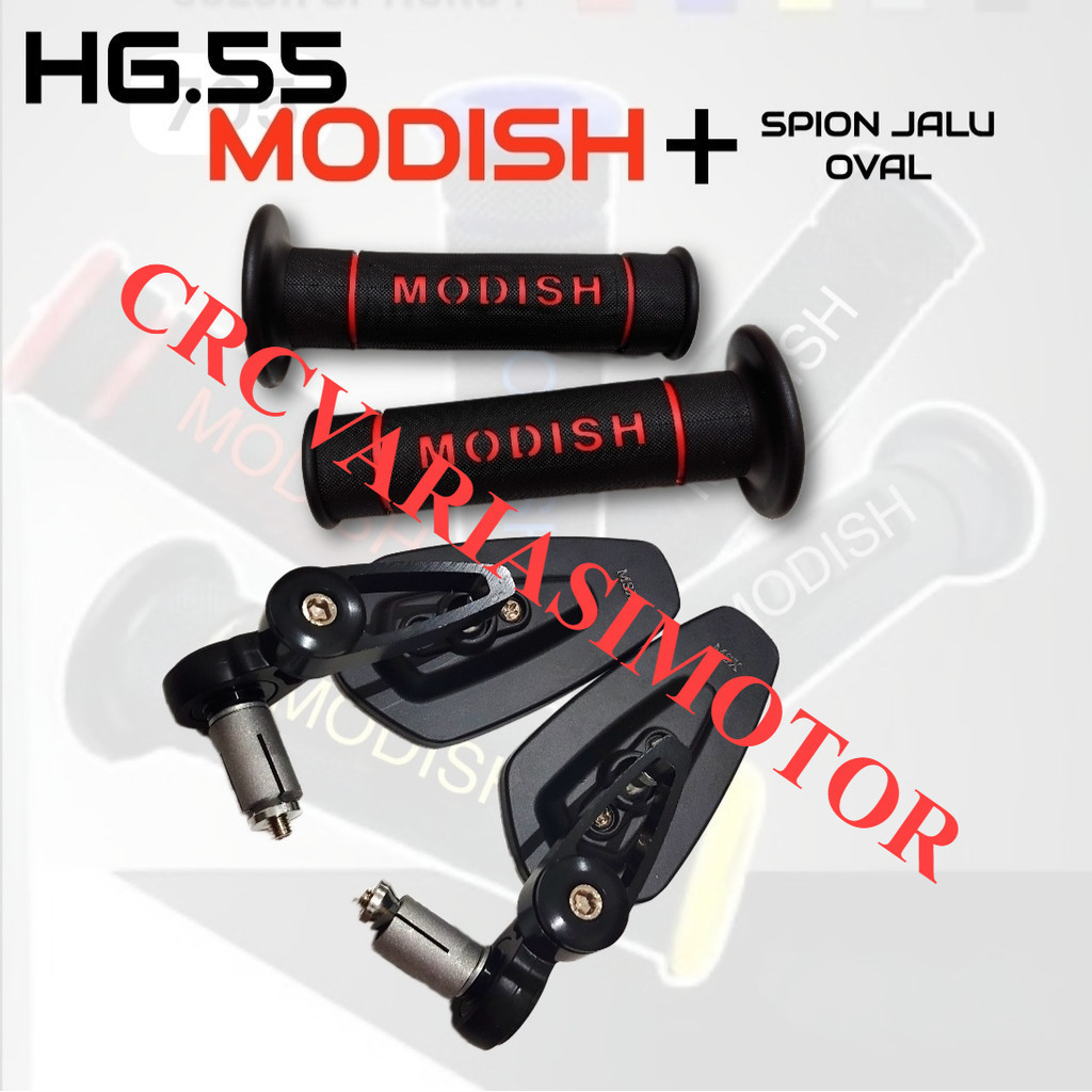 PAKET 2item Spion Jalu Bar End Oval+Handgrip Modish Model Rcb HG55 Racing Boy Nmax PCX Aerox Lexi Be