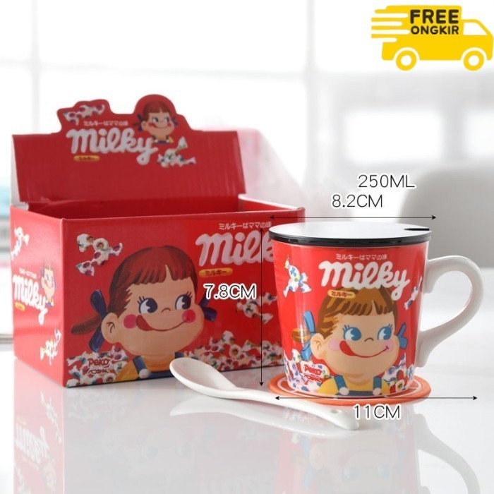 ✨LARIS✨ -Cangkir / Gelas Lucu Keramik Peko Milky Candy Merah Ceramic Mug / Cup