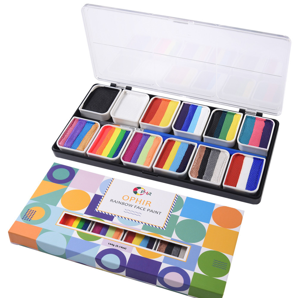 

OPHIR Rainbow Face Paint Multicolor Series Temporary Body Paint Art 144g/5.14oz Children Makeup Painting Pigment RT012