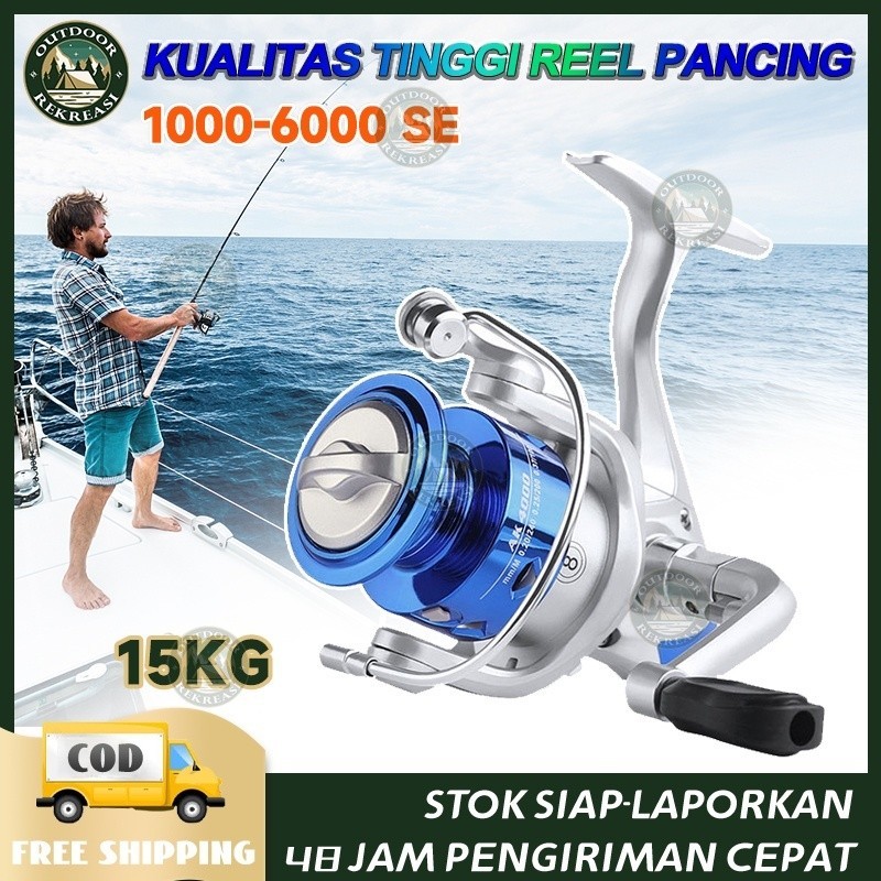 Reel Pancing Fishing Reel Yumoshi SA1000-6000 Series 12 ball bearing - Silver Blue BK1000-60000 Rel 