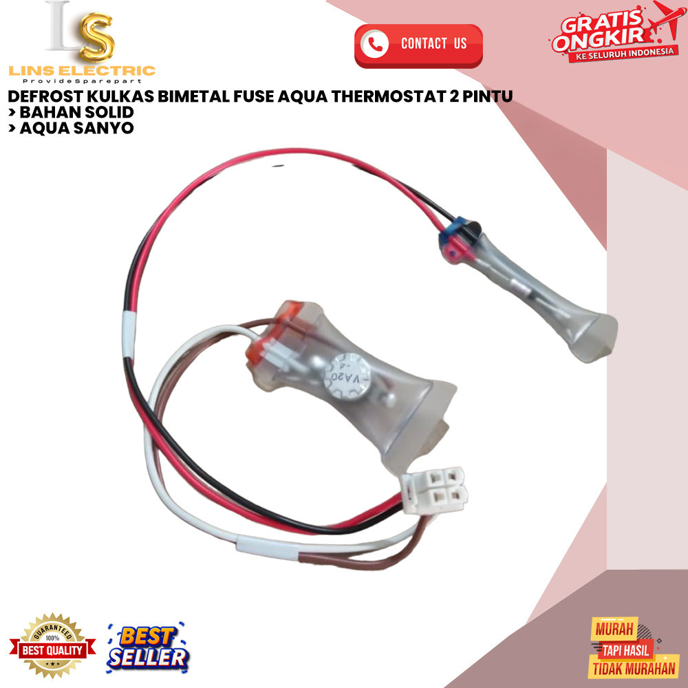 DEFROST KULKAS BIMETAL FUSE AQUA THERMOSTAT 2 PINTU LINS