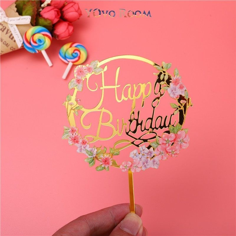 Ucapan Happy Birthday Tart Cake Topper Selamat Ulang Tahun Hiasan Kue YOvo