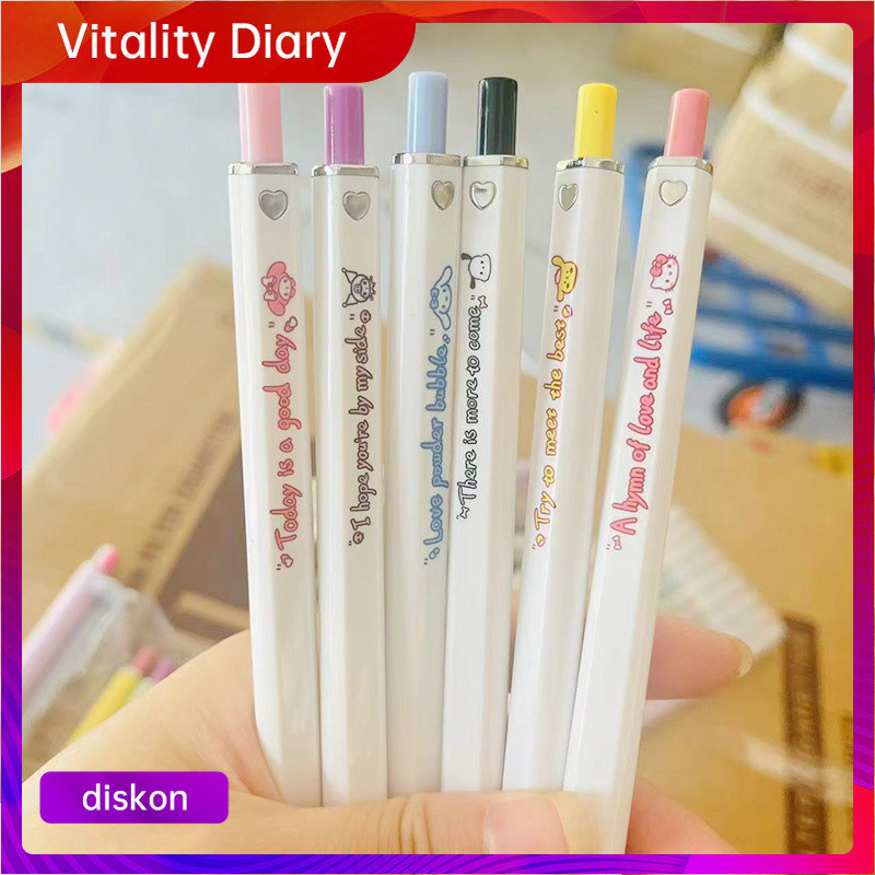 

【COD❤️】Pena Netral Tekan Kotak Sanrio Lucu Pena Siswa Melakukan Latihan Pena Hitam 0.5Mm VDY