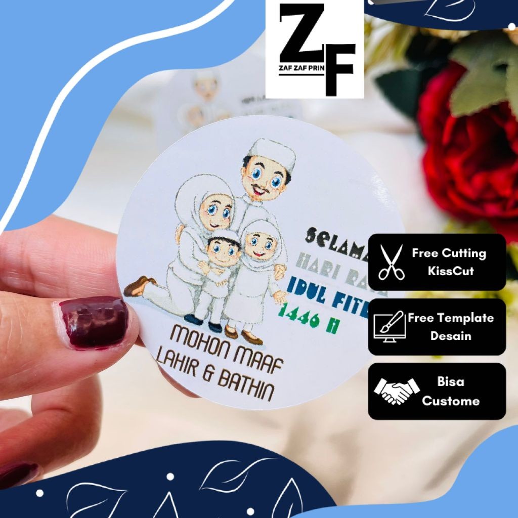 

ZAF 5-8 Sticker Bulat Label Ramadhan Stiker Toples Cookies Selamat Idul Fitri Lebaran Eid