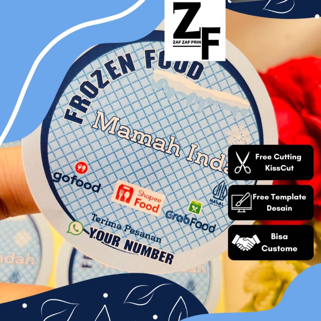 

ZAF 5-8 Sticker Label Makanan Beku Free Desain Produk Frozen Food Bulat Chromo Custom Murah