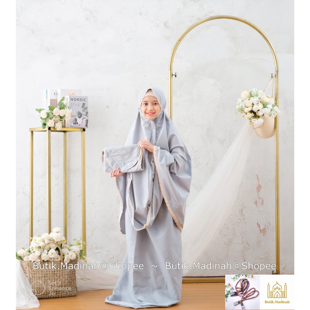 MUKENA ANAK AZZURA TRAVELING 2 IN 1 FATIMAH KATUN FREE TAS SAJADAH AMPLOP-MUKENA AZZURA